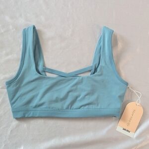 New Blogilates Women's Crisscross Sports Bra Activewear Teal Blue Large